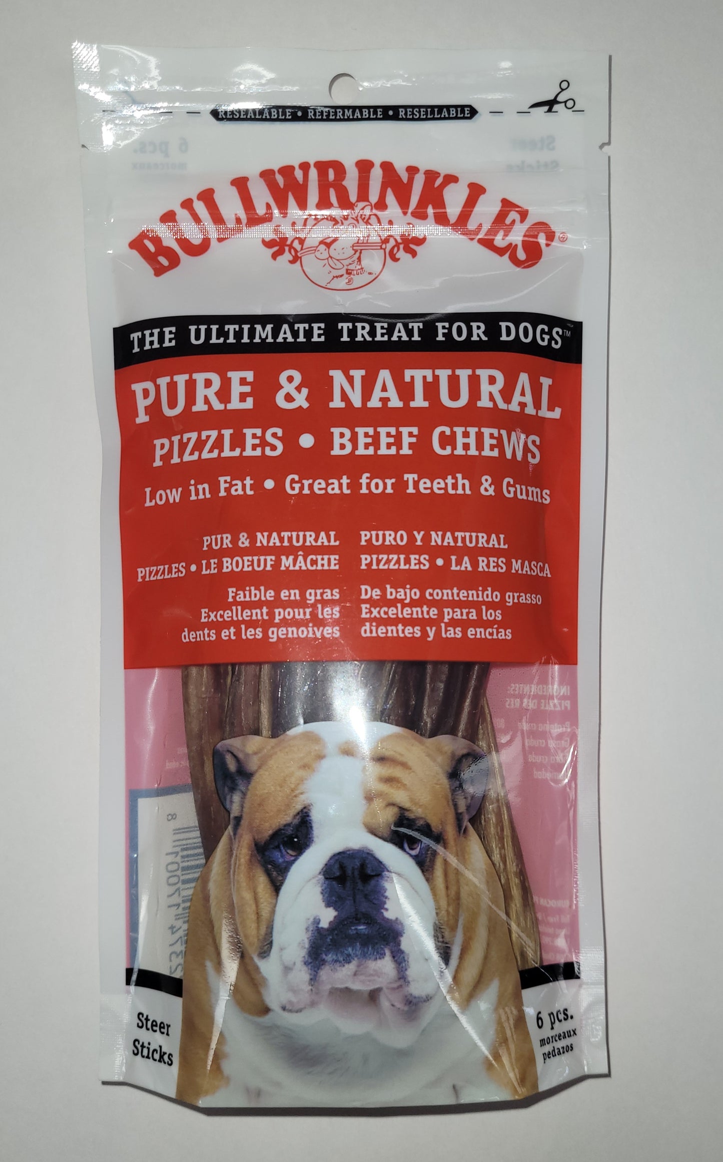 Bullwrinkles Beef Chews 5" Reg 6pcs