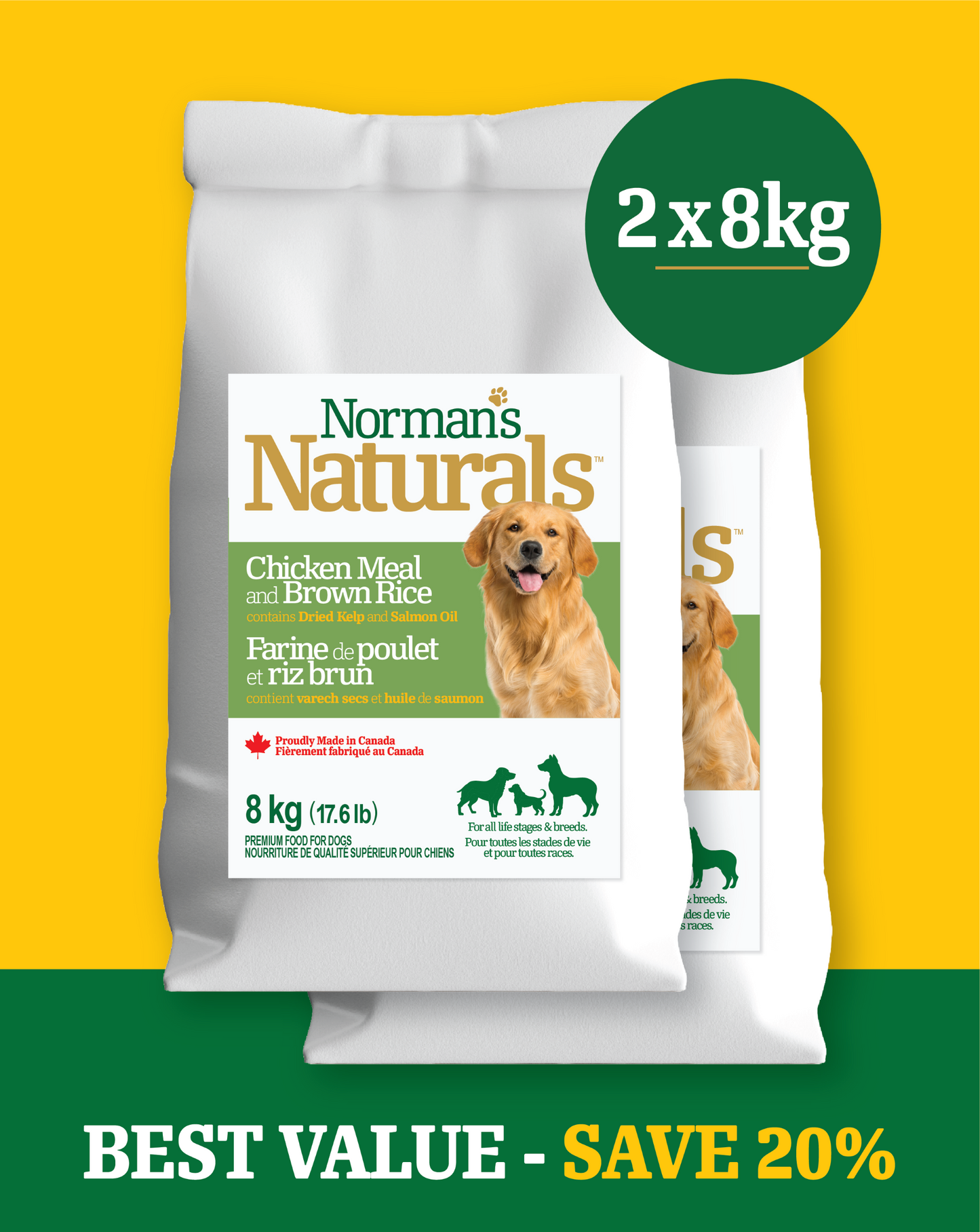 2 x 8 kg Norman's Naturals Dog Food