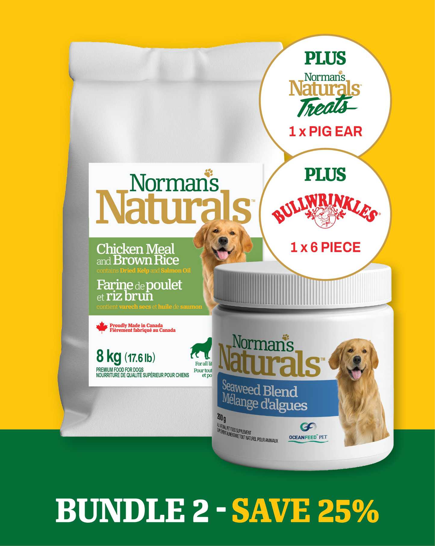 Bundle 2: 8 kg Norman’s Naturals Dog Food & Seaweed Blend (200 g)