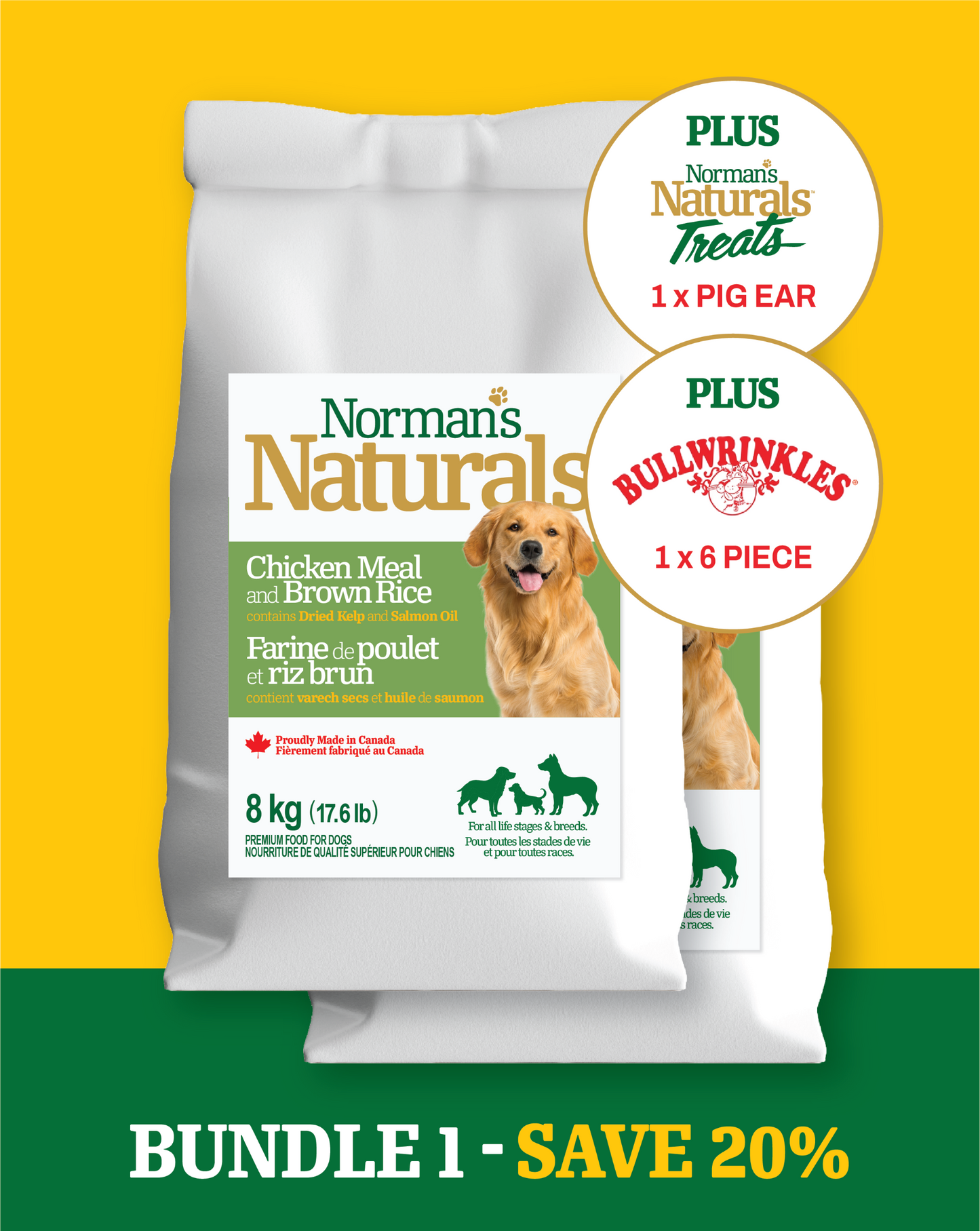 Bundle 1: 8 kg Norman’s Naturals Dog Food & Norman’s Naturals Treats