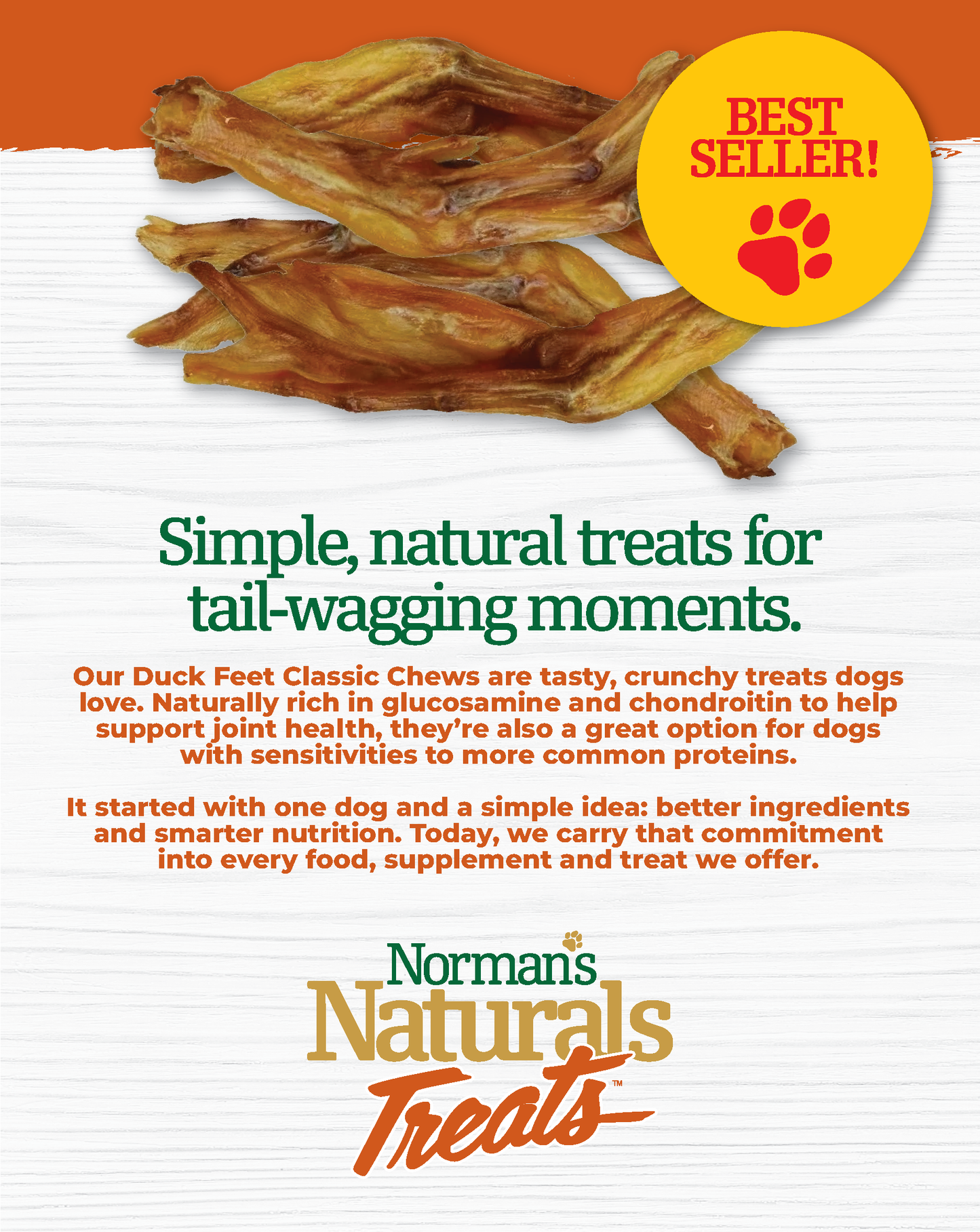 Norman's Naturals™ Treats Duck Feet 120gm (9ct)