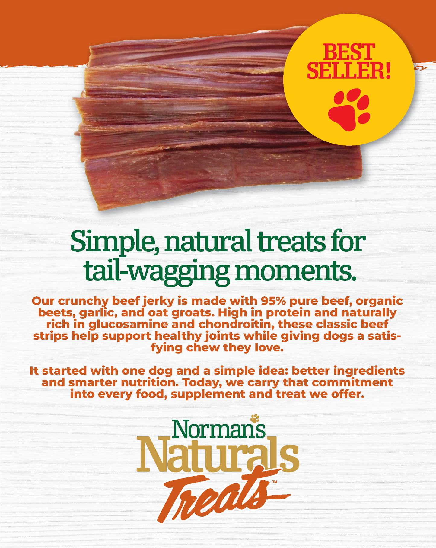 Norman's Naturals™ Treats Beef Jerky 8" 300/g